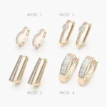 Arracadas Piedra Blanca Chapa de Oro Grupo 53