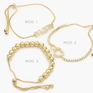 Pulso Ajustable Micropavé Chapa de Oro 838