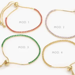 Pulso Tenis 2mm. Micropave Chapa de Oro 847