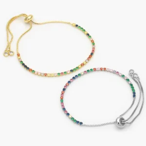 Pulso Tenis 2mm.  Micropave Chapa de Oro 848