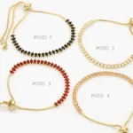 Pulso Tenis 4mm. Micropave Chapa de Oro 850