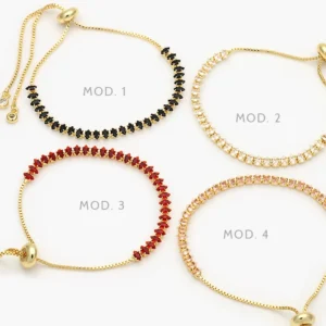 Pulso Tenis 4mm. Micropave Chapa de Oro 850