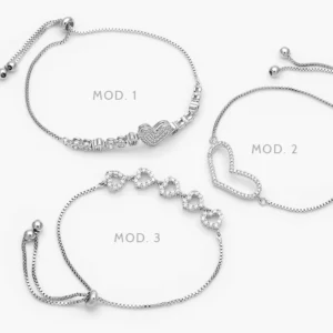 Pulso Corazón Ajustable Micropave Chapa de Rodio 852