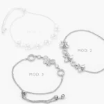 Pulso Mariposas Estrellas Zirconias Blancas Ajustable Micropave Chapa de Rodio 853
