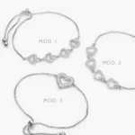 Pulso Corazón Ajustable Micropave Chapa de Rodio 861