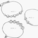 Pulso Corazones Ajustable Micropave Chapa de Rodio 862