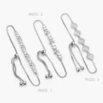 Pulso Zirconias Ajustable Micropave Chapa de Rodio 863