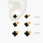 Broqueles Acero Inoxidable Flores Esmalte Negro 49