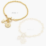 Pulso Flor Abeja Chapa de Oro 747