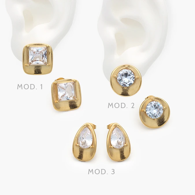 AA10312 Aretes Zirconia Acero Inoxidable 312 - Image 1