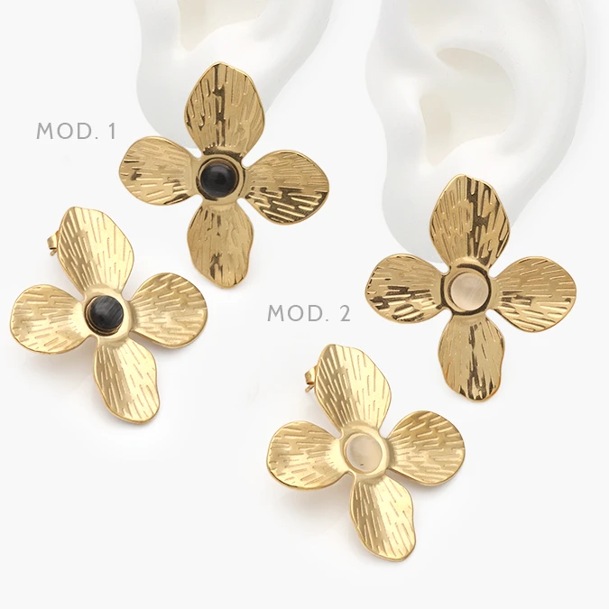 AA10314 Aretes Flor Acrílico Acero Inoxidable 314 - Image 1