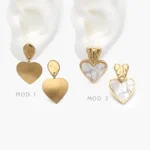 Aretes Corazones Madre Perla Acero Inoxidable 332