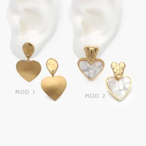 Aretes Corazones Madre Perla Acero Inoxidable 332