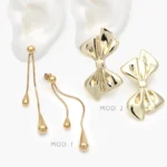 Aretes Largos Moño Acero Inoxidable 334