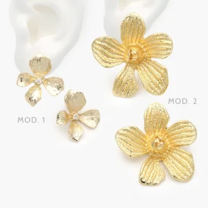 Aretes Largos Flor Acero Inoxidable 336