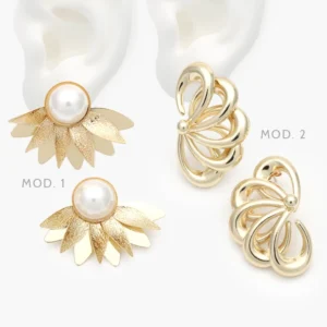 Aretes Chunky Perla Acero Inoxidable 337