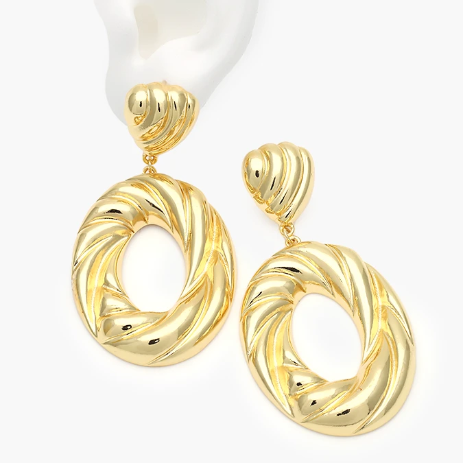 AA10340 Aretes Largos Chunky Acero Inoxidable 340 - Image 1