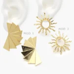 Aretes Largos Sol Acero Inoxidable 345