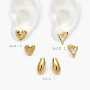 Broqueles Corazones Acero Inoxidable 77