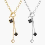 Collar Flores Trébol Acero Inoxidable 0611
