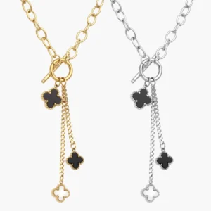 Collar Flores Trébol Acero Inoxidable 0611