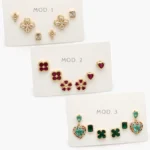 Set Aretes Flores Chapa de Oro 0144