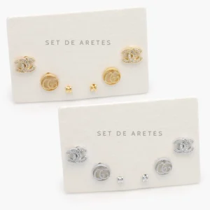 Set Aretes Chapa de Oro 0145