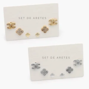 Set Aretes Chapa de Oro 0147