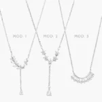 Collar Corbatin Largo Zirconias Chapa de Rodio 692