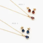 Juego Zirconia Gota Chapa de Oro 112