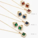 Juego Zirconia Cuadrada Chapa de Oro 117