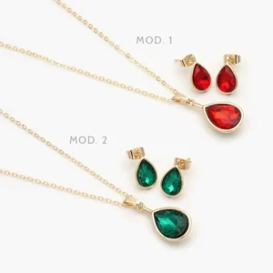 Juego Zirconia Gota Chapa de Oro 119