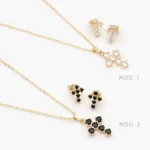 Juego Cruz Zirconia Chapa de Oro 121