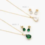 Juego Zirconia Gota Chapa de Oro 124