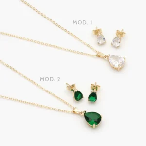 Juego Zirconia Gota Chapa de Oro 124