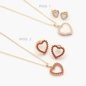 Juego Corazón Zirconias Chapa de Oro 125