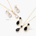 Juego Zirconia Gota Chapa de Oro 139