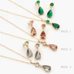 Juego Zirconia Gota Color Chapa de Oro 141