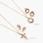 Juego Zirconia Color Chapa de Oro 142