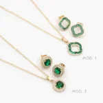 Juego Zirconia Verde Chapa de Oro 143