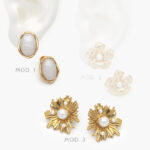 Aretes Flor Perla Acero Inoxidable 311
