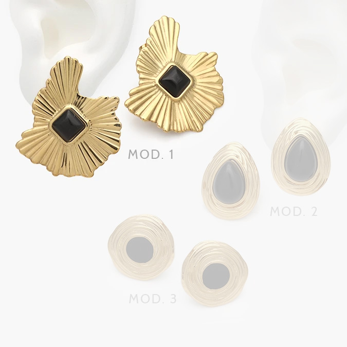 aa10318 Aretes Acrílico Negro Acero Inoxidable 318 - Imagen 1