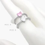 Anillo Zirconia Corazón Acero Inoxidable 660