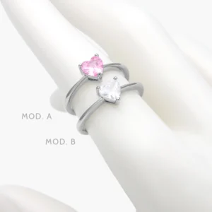 Anillo Zirconia Corazón Acero Inoxidable 660