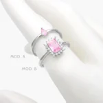 Anillo Zirconia Rosa Acero Inoxidable 663