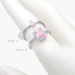 Anillo Zirconia Rosa Acero Inoxidable 663