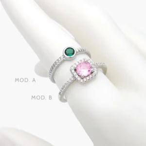 Anillo Ajustable Zirconia Acero Inoxidable 664