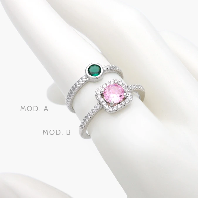 AB0664 Anillo Ajustable Zirconia Acero Inoxidable 664 - Image 1