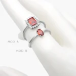 Anillo Zirconia Roja Acero Inoxidable 665