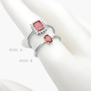 Anillo Zirconia Roja Acero Inoxidable 665